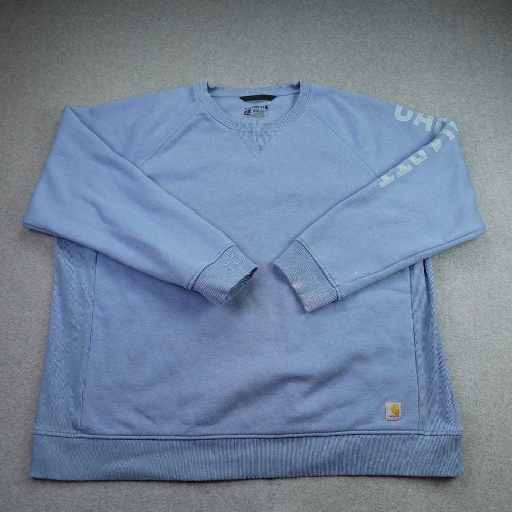 Carhartt Sweatshirt Womens 3X Blue Relaxed Pullover Graphic Logo Work